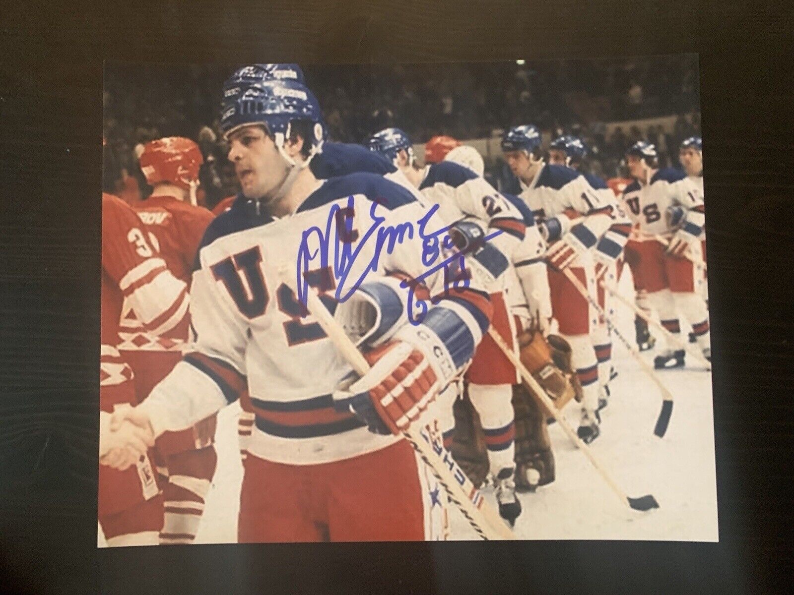 Mike Eruzione SIGNED 8x10 Photo Poster painting 1980 USA Olympic Hockey Miracle On Ice Autograph