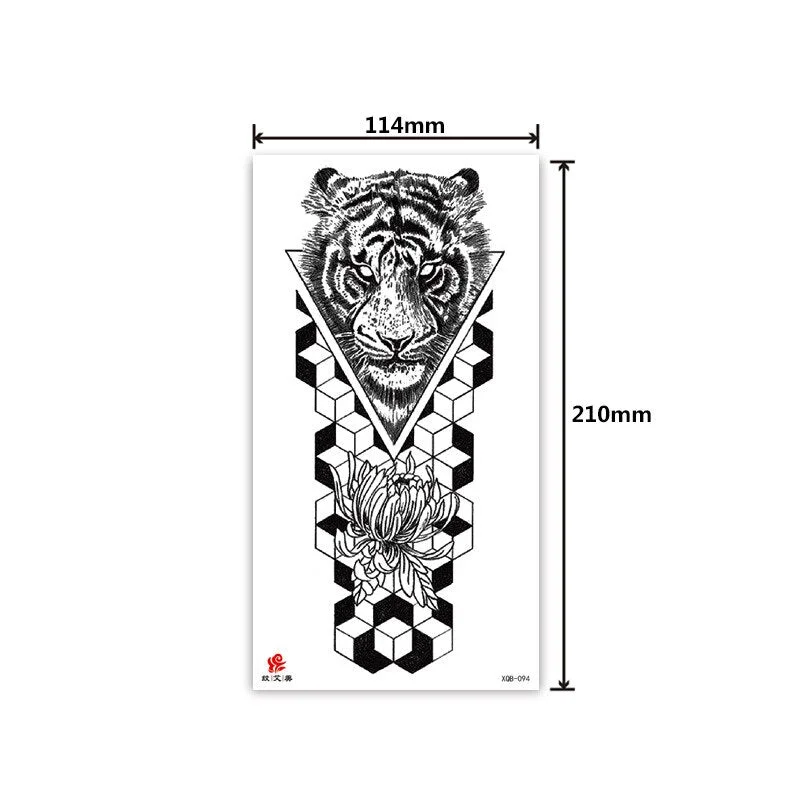 Half-arm waterproof tattoo stickers arm fierce wolf head animal arm lasting cross-border European and American tattoo stickers