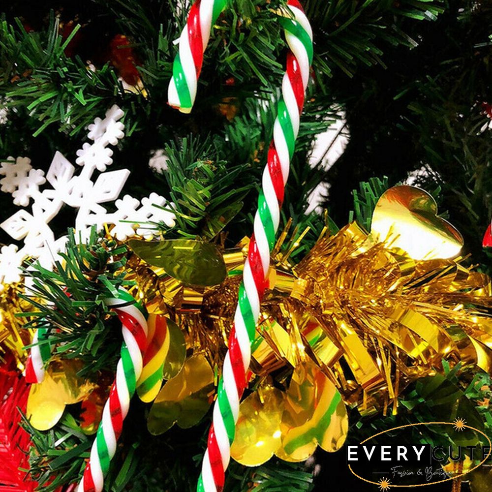 10Pcs Plastic Candy Cane ChristmasTree Decoration Christmas Tree Ornament Striped Candy Cane Sticks Pendant Holiday Ornaments