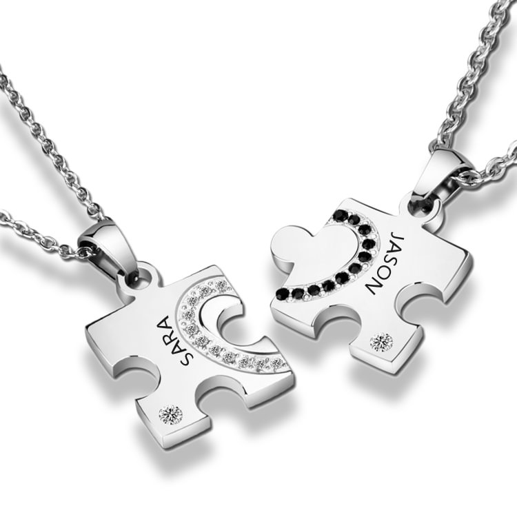 Collar charm corazón con 2 nombres personalizados