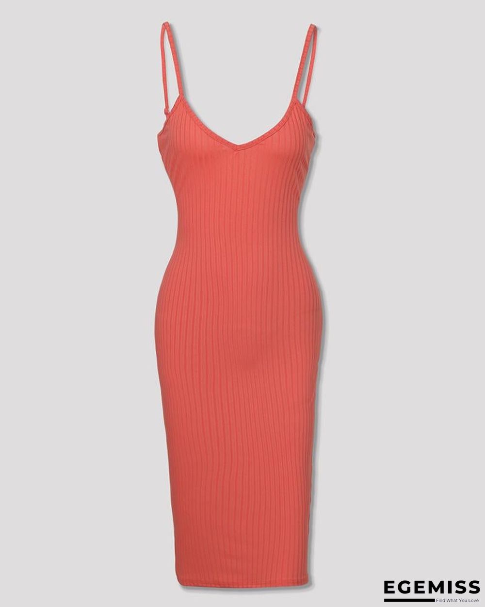 Spaghetti Strap V-Neck Bodycon Dress | EGEMISS