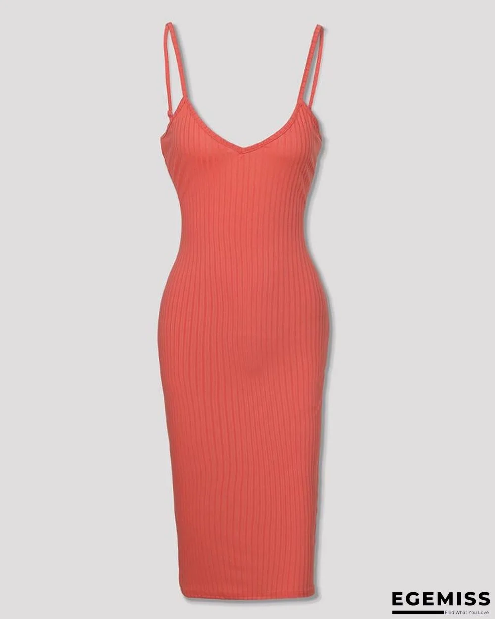 Spaghetti Strap V-Neck Bodycon Dress | EGEMISS