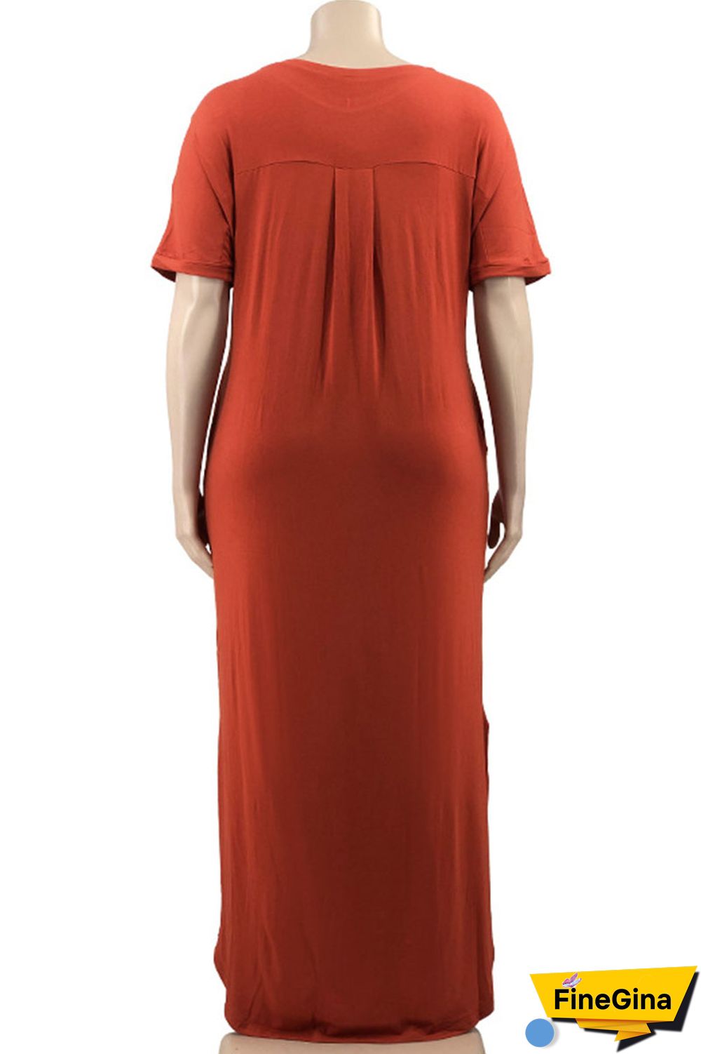 Yellow Casual Solid Patchwork Slit V Neck Straight Plus Size Dresses