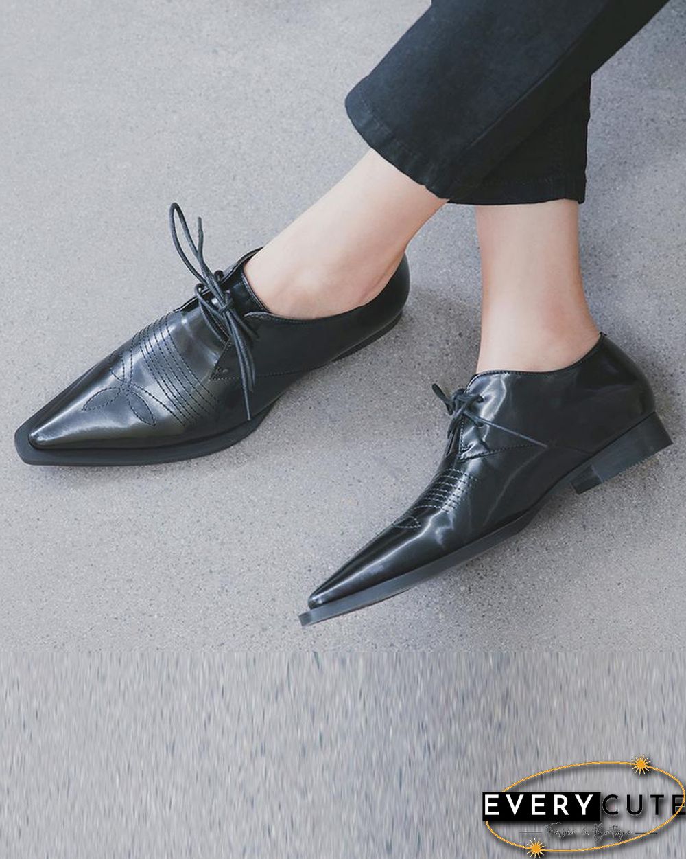 Metallic Pointed Toe Oxfords