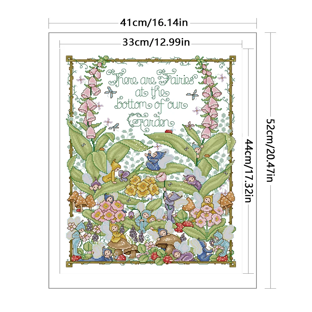 14CT Full Stamped Cross Stitch - Garden Elf(Canvas|41*52CM)