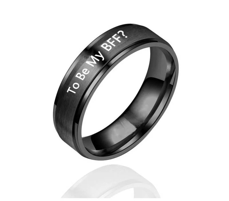 Buzzdaisy "To Be My BFF?" Write your words To Your BFF Couples Family Personality Ring