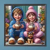 Diamond Painting-DIY Full Round Drill Cartoon Girl Boy(40x40cm)