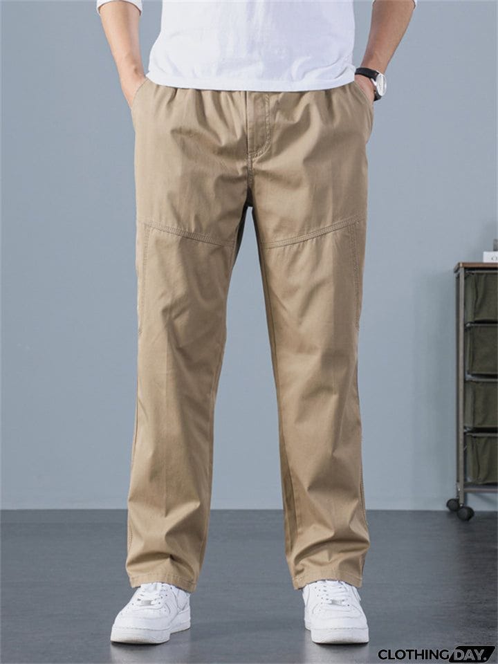 Sporty Hard-wearing Plus Size Men's Plain Cargo Pants