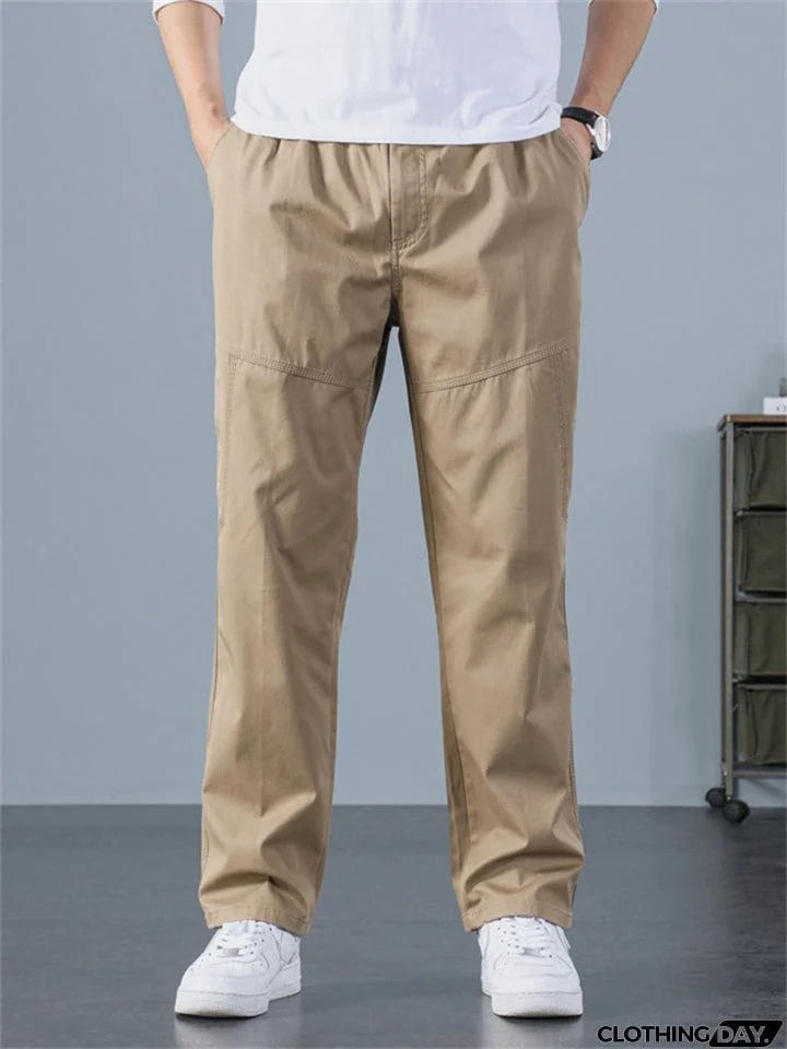 Sporty Hard-wearing Plus Size Men's Plain Cargo Pants