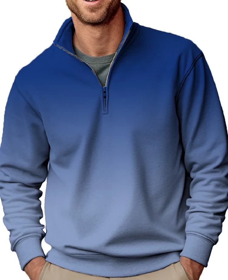 Daily Half Zip Collar Gradient Long Sleeve Sweatshirt 