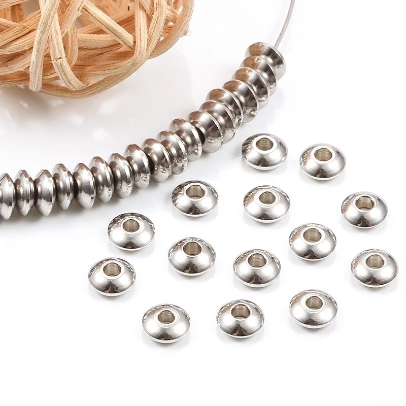 100 PCS/Package 6 * 2mm Hole 2~2.9mm Stainless Steel Solid Color Polished Beads