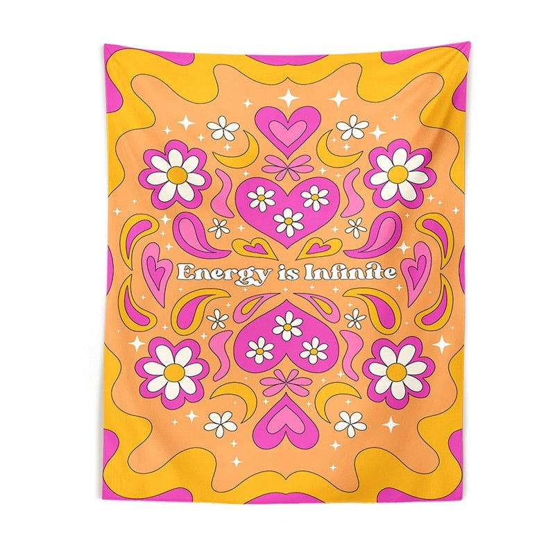 Vintage Heart Tapestry Wall Hanging Retro Hippie Wall Rugs Dorm Decor Blanket energy is infinite Room Decor Aesthetic Decor Art