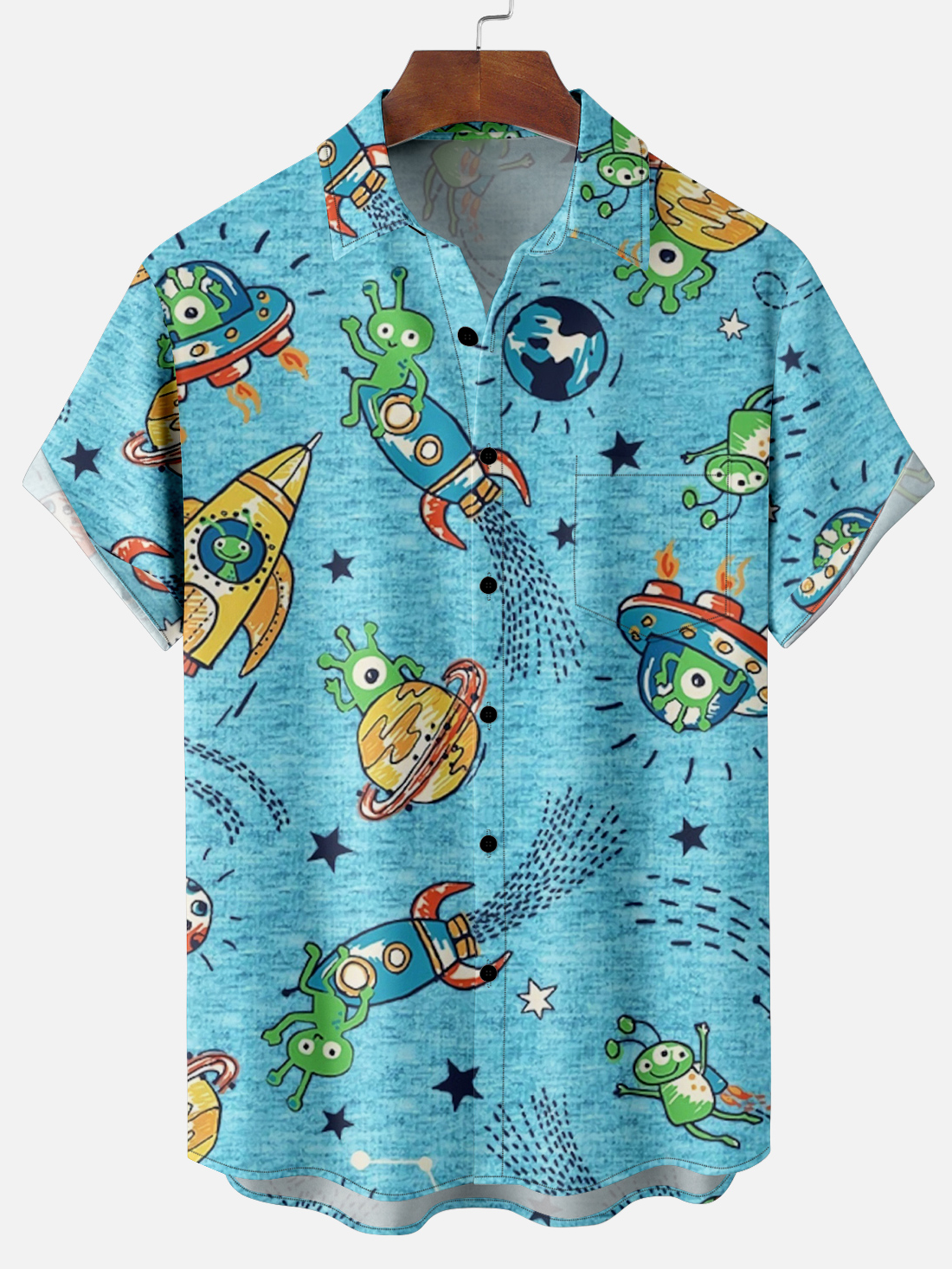 Men's Hawaiian Fun Cartoon Monster Print Shirt PLUSCLOTHESMAN