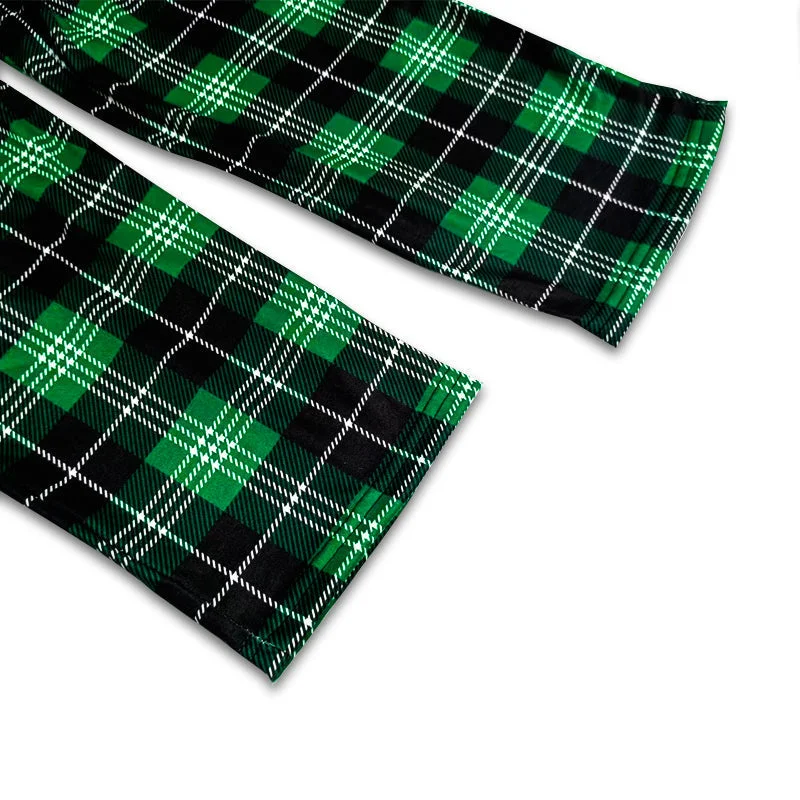 Christmas Make Memories Together 2024 Print Green & Black & White Plaid Family Matching Pajamas With Dog bandana