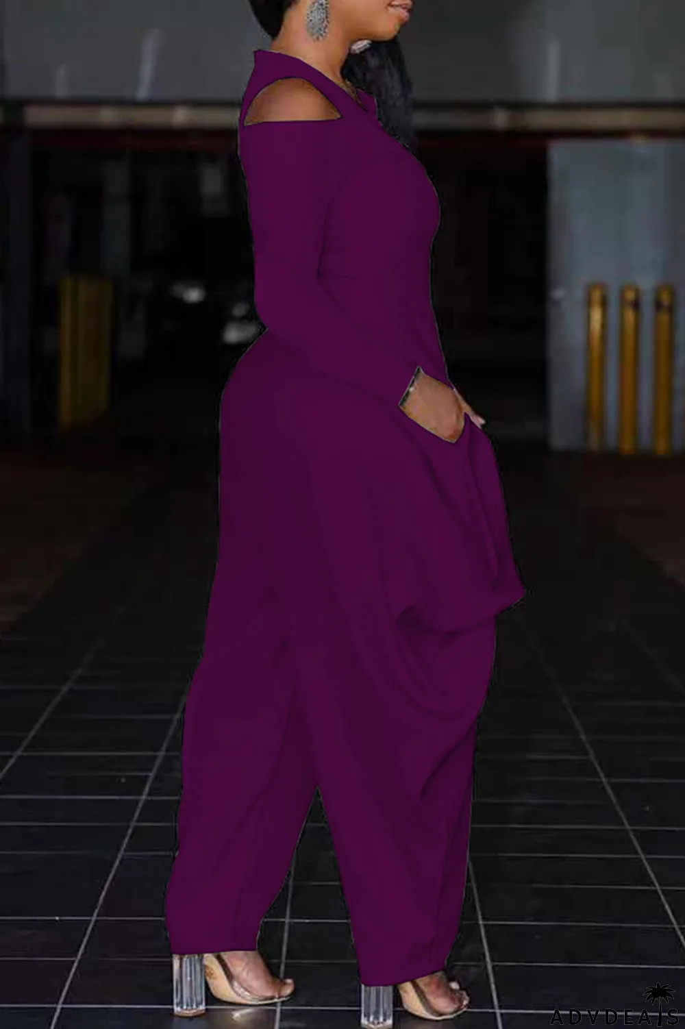 White Casual Solid Patchwork V Neck Loose Jumpsuits