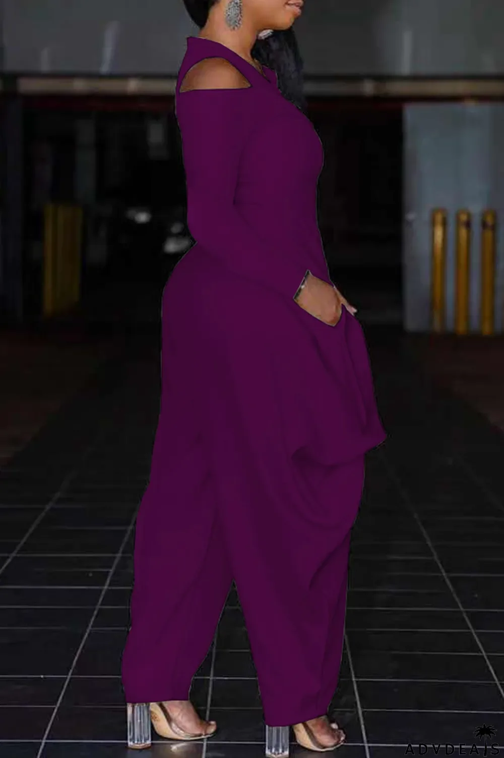 White Casual Solid Patchwork V Neck Loose Jumpsuits