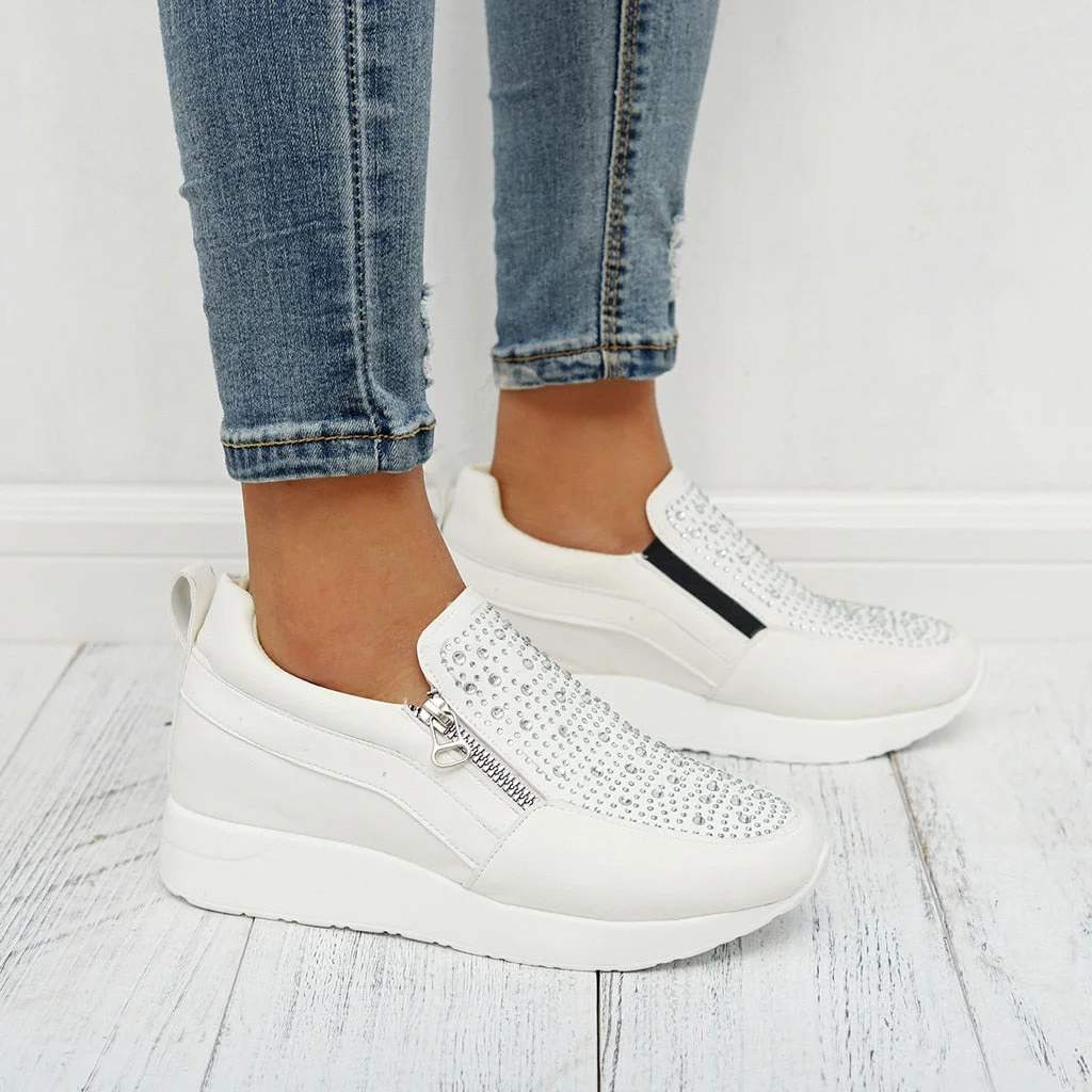 2022 Women's Sneakers Ladies Ankle Mesh Flat Shoes Loafers Zipper Flock Roman Camouflage Casual Shoes Women Soft Footwears New