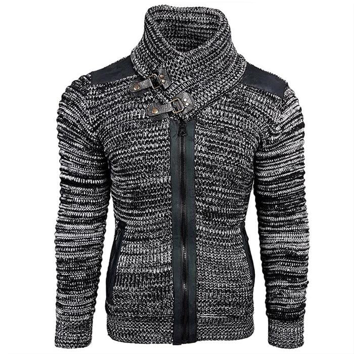 Men's Retro Stitching Stand Collar Sweater Cardigan  allen00（CN）👌🏻allen00（CN）allen00（CN）allen00（CN）22👌🏻