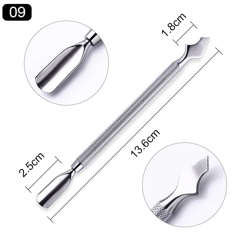 8 Style Colorful Cuticle Pusher Tweezer Nails Pusher Tools Cuticle Trimmer Dead Skin UV Gel Polish Stainless Steel Clean Tools-Nail Inspo