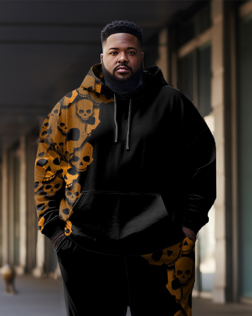 Men's Plus Size Skull Color Block Hoodie Set of Two
