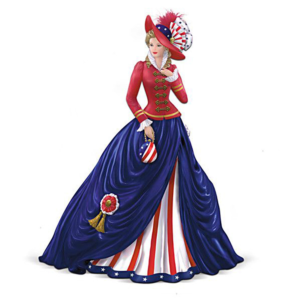 

50*50CM - Round Drill Diamond Painting - US Flag Dress Lady, 501 Original