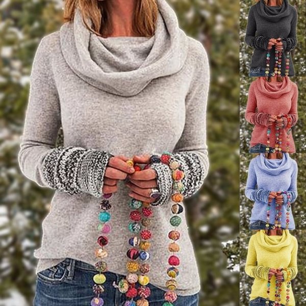 Cowl Neck Tunic Sweatshirt Top for Women Fashion Turtleneck Pullover Shirt Autumn Spring Casual Tops Blouses Plus Size 3XL - Shop Trendy Women's Clothing | LoverChic