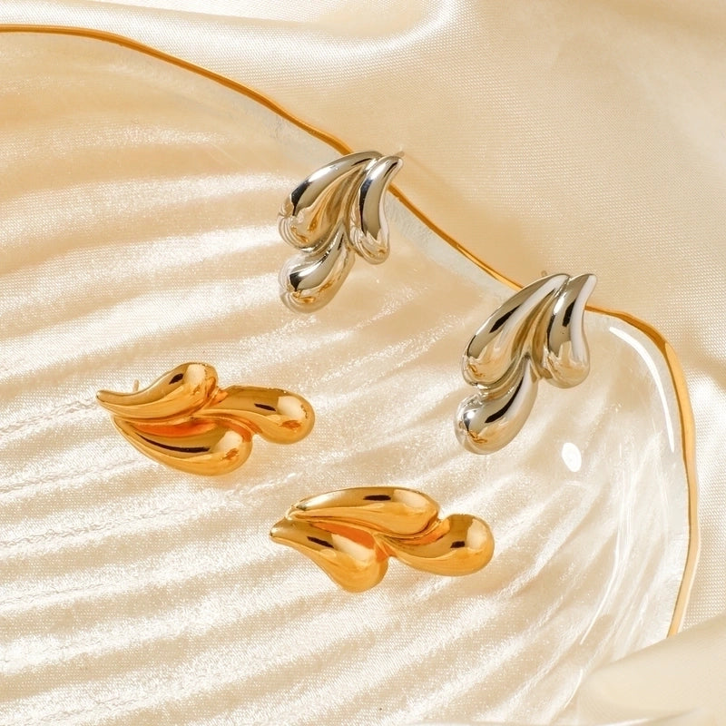 1 Pair Elegant Streetwear Water Droplets Three-dimensional 304 Stainless Steel K Gold Plated Rhodium Plated Ear Studs