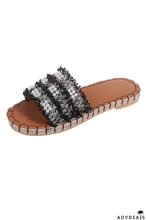 Pearl Tassels Flat Slipper