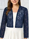 Fashionable Solid Color Lace Cardigan Top - Delicate Open Front, Sheer Three-Quarter Sleeves, Perfect for Everyday Chic Style - A Feminine & Lightweight Wardrobe Staple for Women