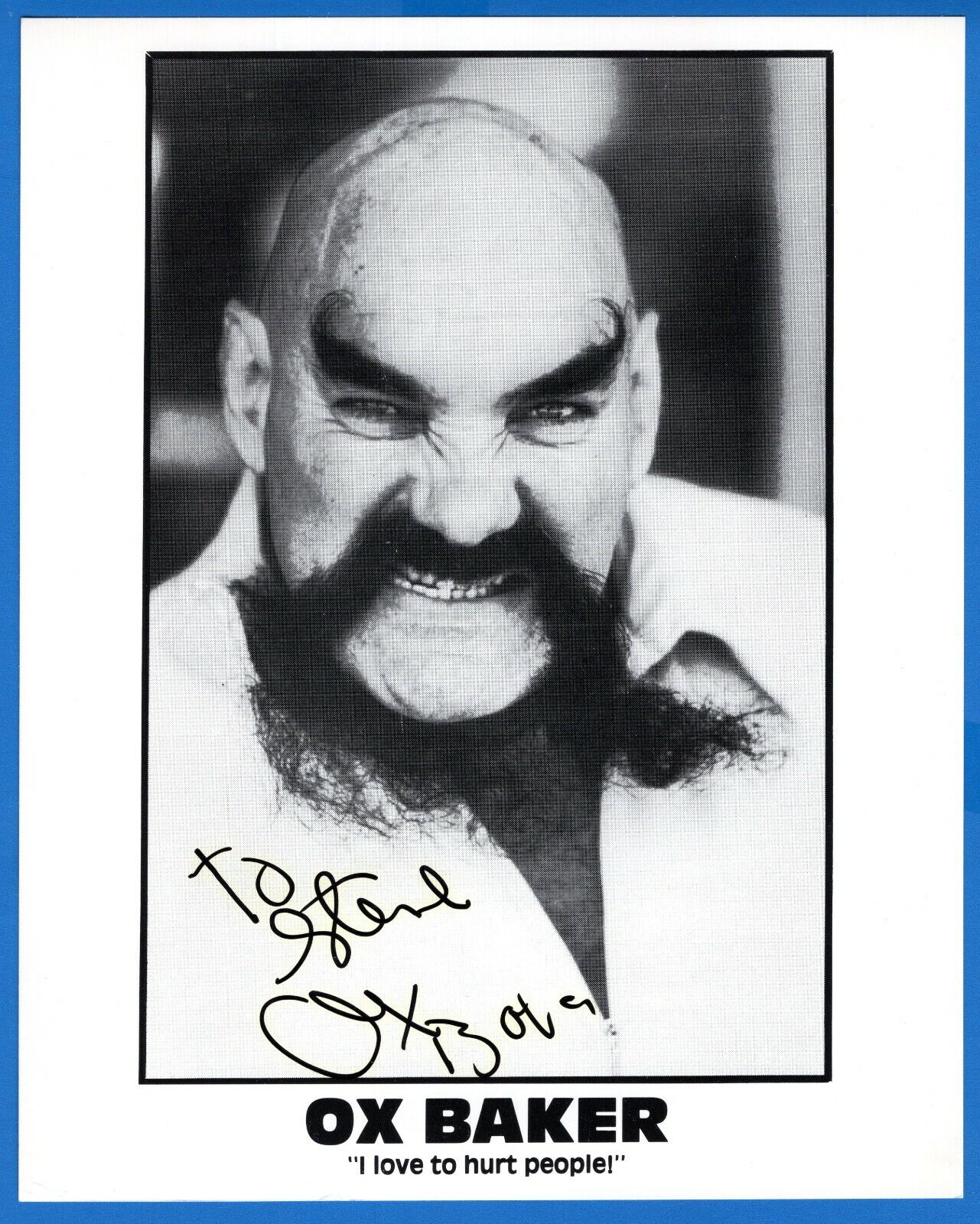 Ox Baker Pro Wrestler Hand Signed Autograph 8x10 Photo Poster painting