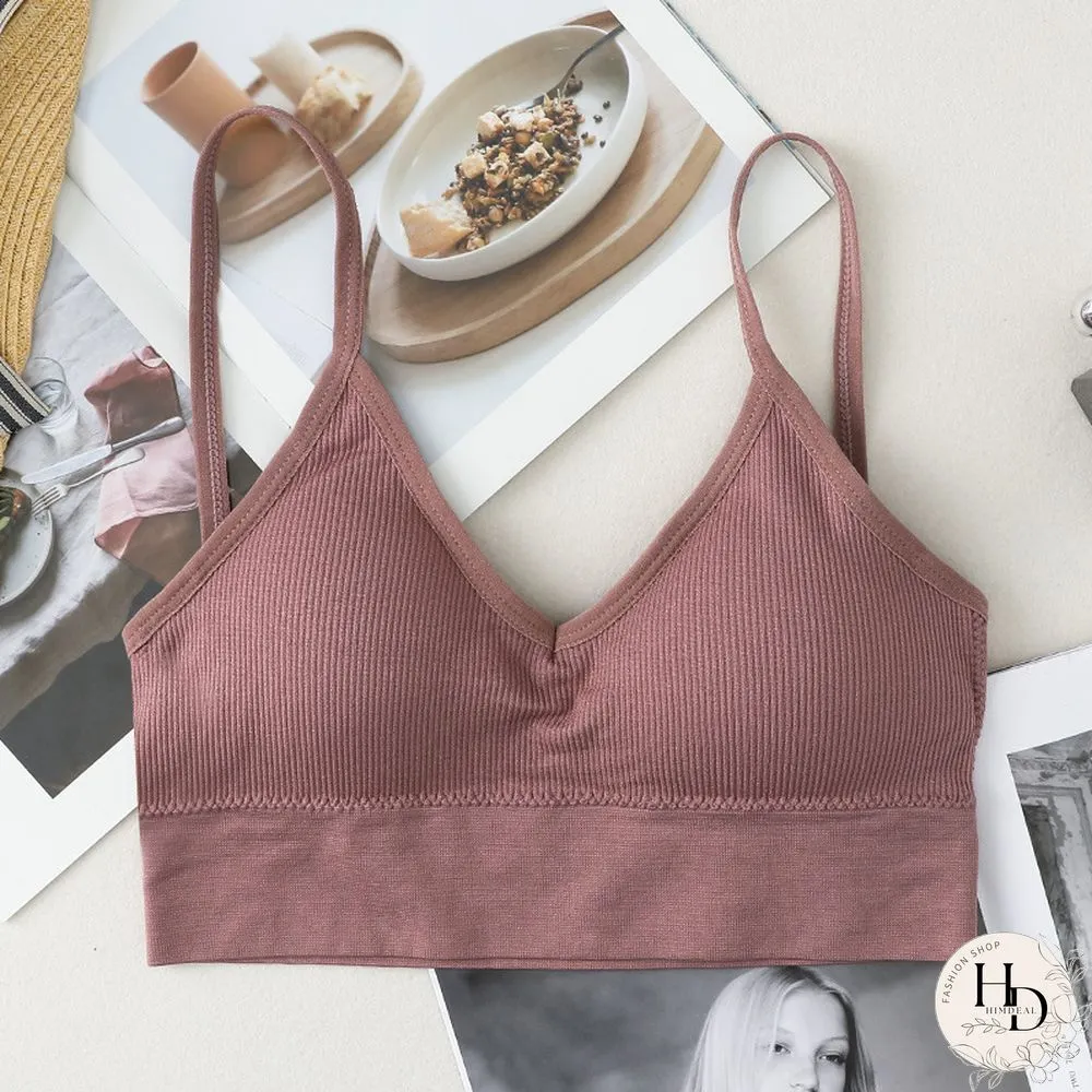 Womens Seamless Bras for Deep Neck Steel Ring Underwear Detachable Vest Sports Short Top
