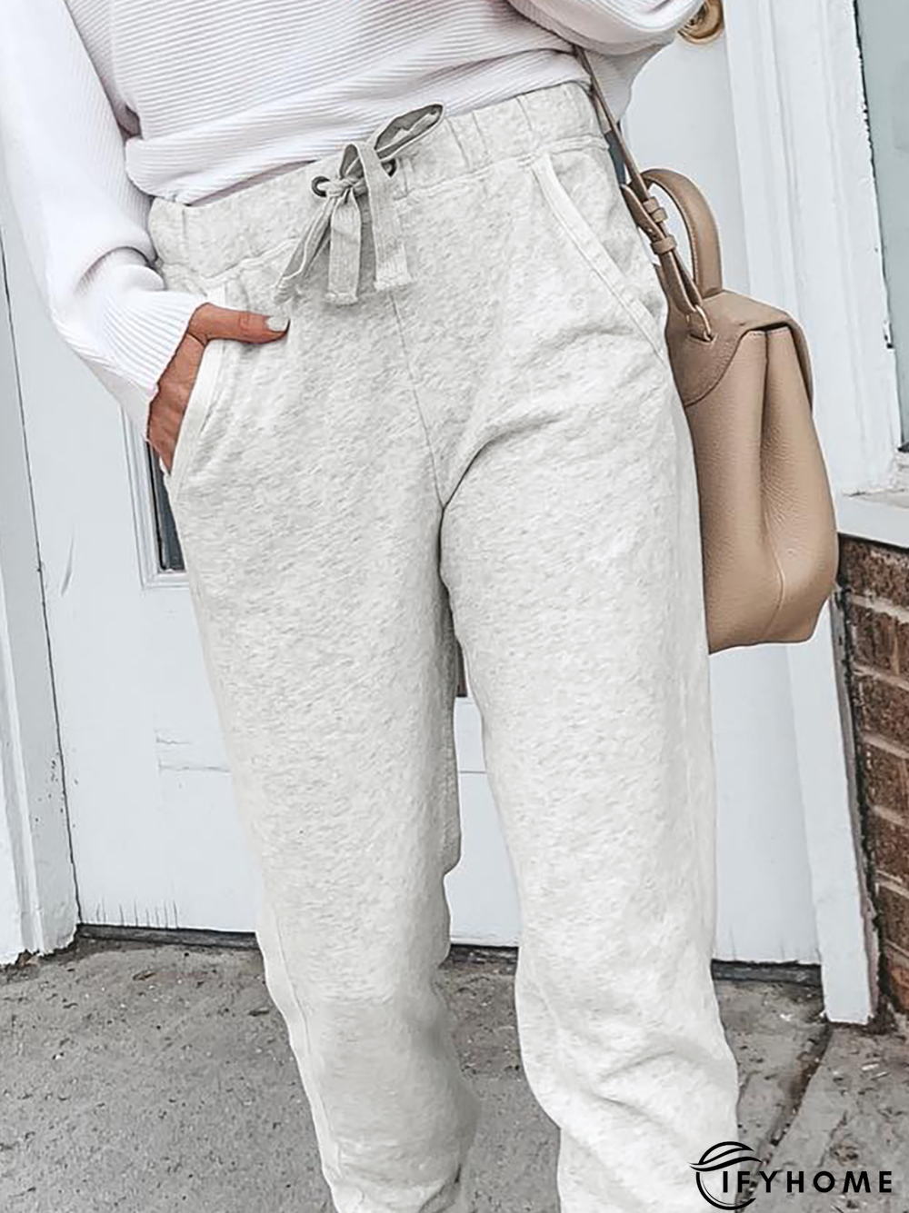 Casual Plain Autumn Natural Micro-Elasticity Daily Harem pants Regular Regular Size Sweatpants for Women | IFYHOME