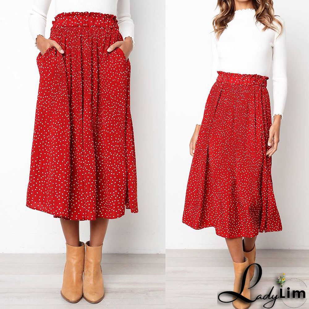 Women Pocket Pleated Skirt