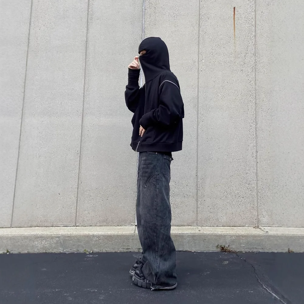 Athvotar Athvotar Brand Plus Velvet Double Hat Unique Design Hooded Jacket Autumn And Winter New Men's And Women's Loose Y2K Jacket