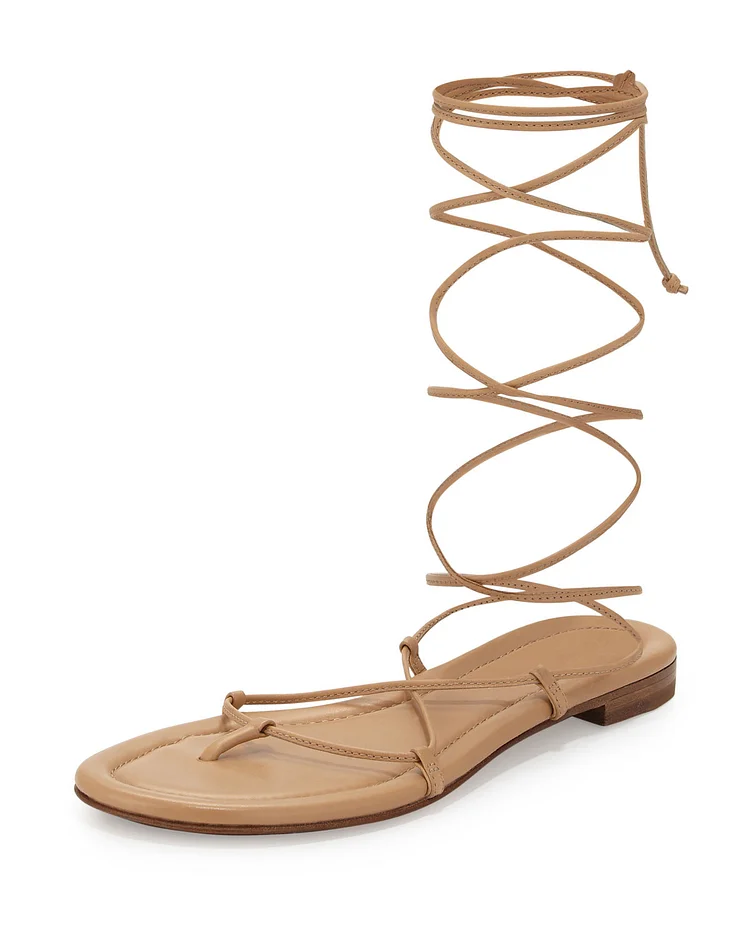 Apricot Strappy Gladiator Sandals Vdcoo