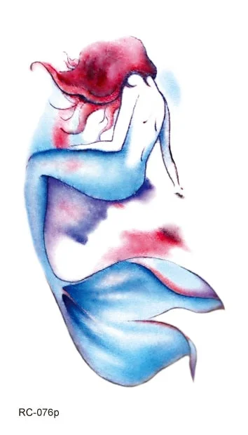 52 Kinds Watercolor Animals Fake Tattoos Temporary Cat Flamingo Wolf Whale Fox Butterfly Waterproof Tatto Stickers Small Size