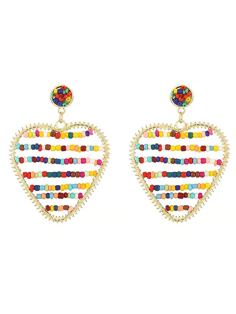 Bestdealfriday Bohemian Style Fashion Rice Beads Jandmade Multi Geometric Earrings