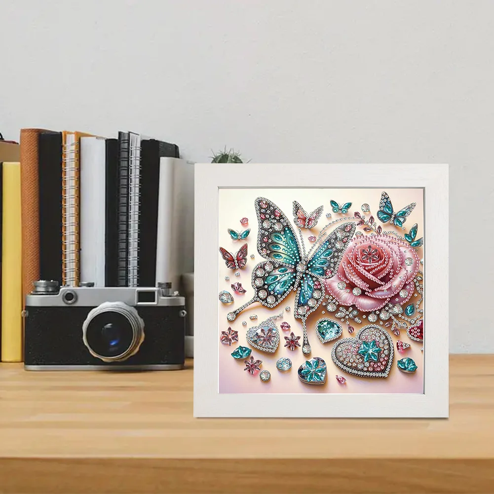 5D DIY Partial Special Shaped Drill Diamond Painting Kit Rose Decor 19.2x19.2cm【With Frame】
