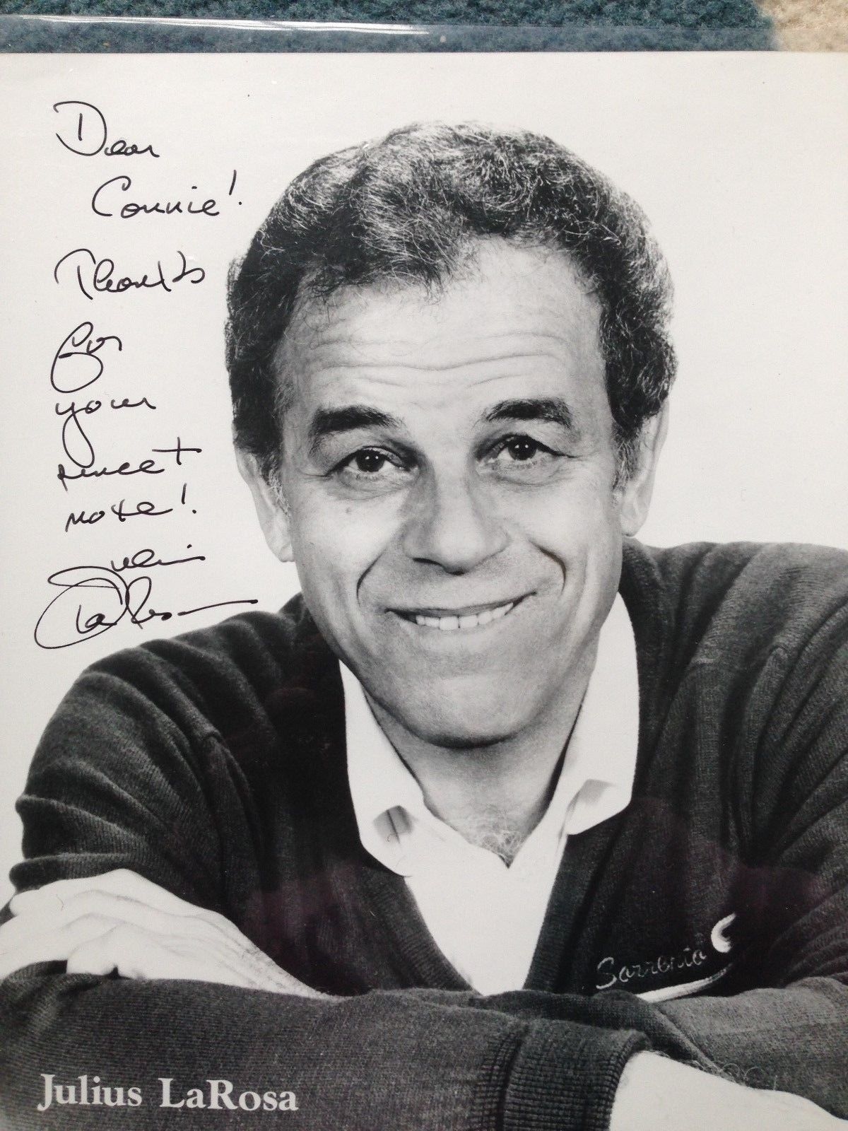 ORIGINAL, SIGNED, Black & White Julius LaRosa Publicity Photo Poster painting