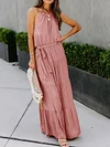 Simple Backless Halterneck Maxi Dress