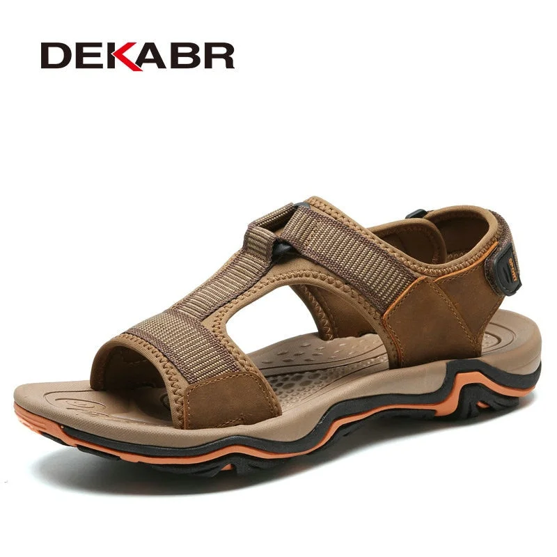 DEKABR High Quality Summer Men Sandals Real Leather NonSplit Soft Comfortable Men Shoes New Fashion Men Casual Shoes Size 39~45
