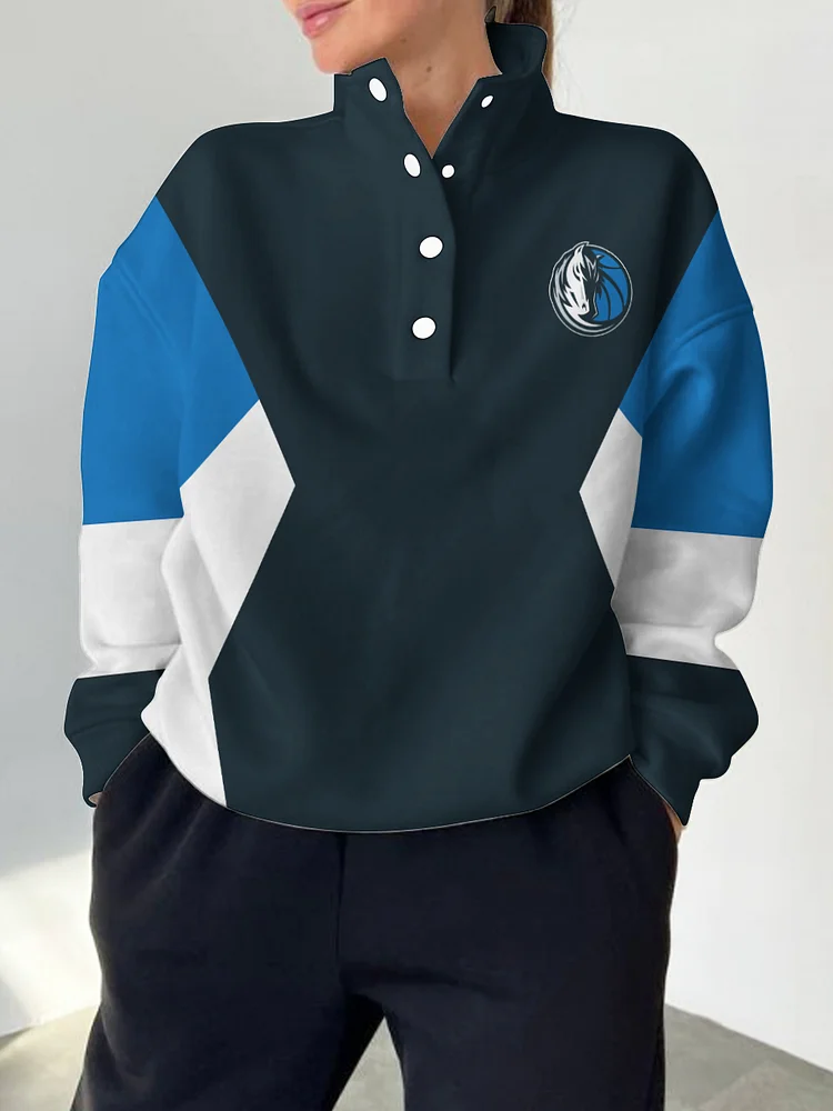 Dallas Mavericks 2025 New Design Casual Snap Mockneck Pullover