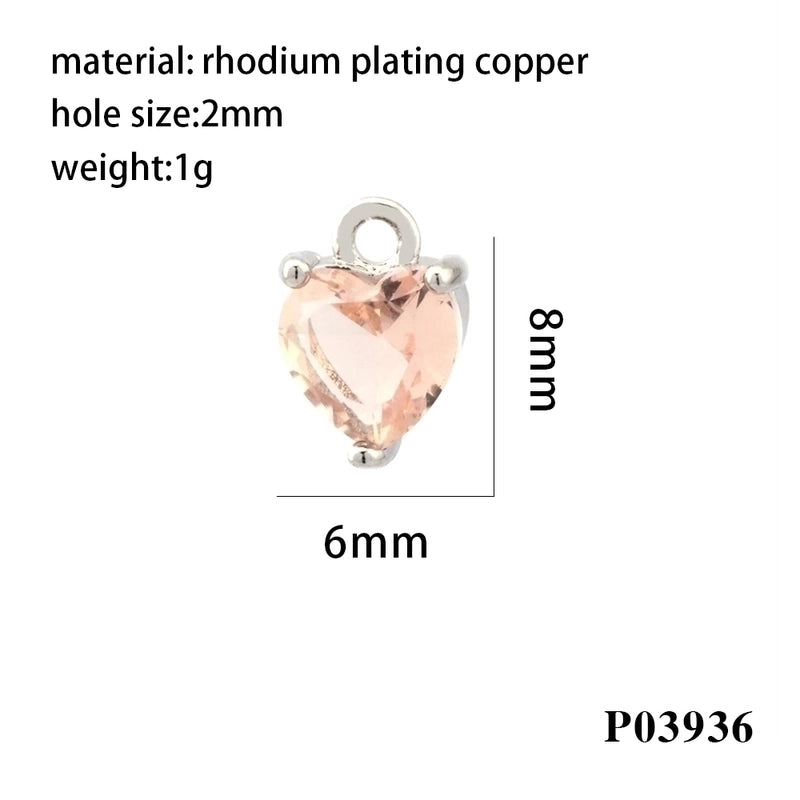Romantic Minimalist Heart Shape Copper Plating Inlay Zircon 18k Gold Plated Valentine’s Day Charms