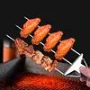 15.75 Inch Reusable Flat Grilling Skewers with Slider Push Bar Stainless Steel Grill Skewers with Storage Bag for Meats Chicken Sausage Veggie Shrimp Vegetables (2 fork Brush)