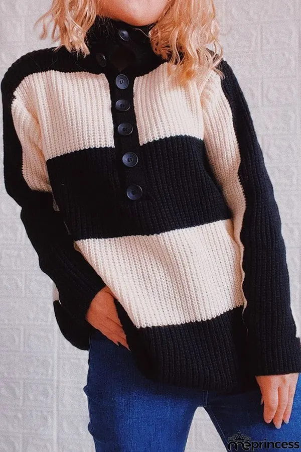 Saturday In the Park Stripe Button Sweater