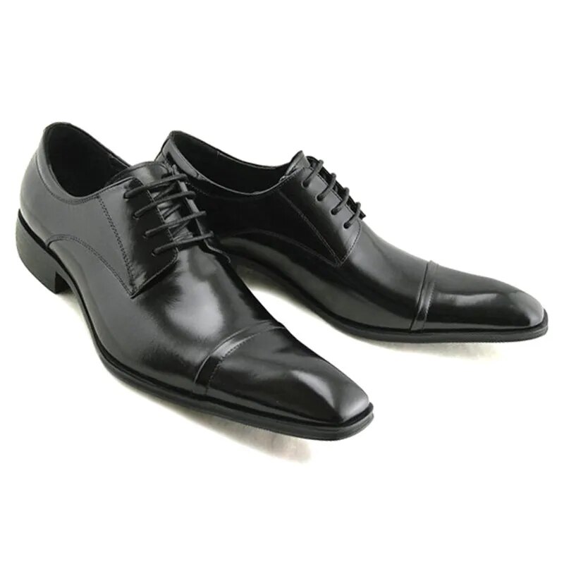 VCSHOES Men Genuine Leather Oxford Shoes Men Buckle Office Dress Wedding Sheos Brown Brogue Square Toe Men Formal Shoes