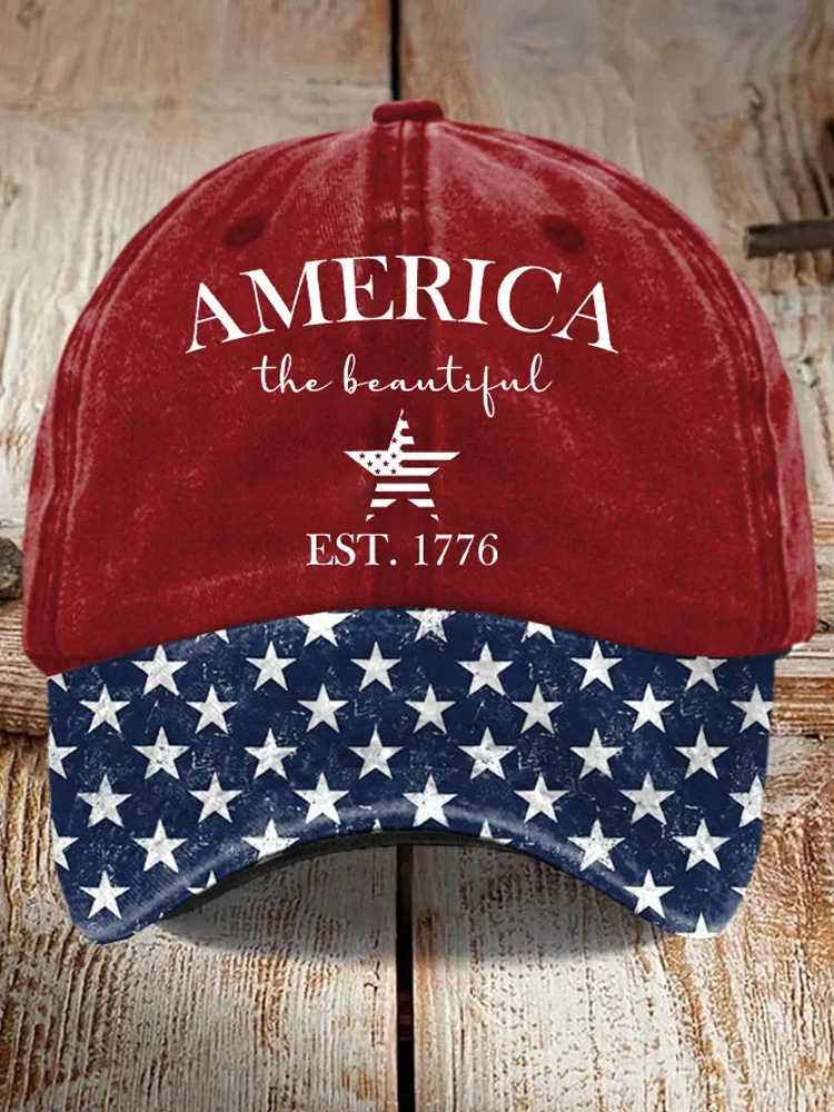 Comstylish Vintage Flag Independence Day Print Hat