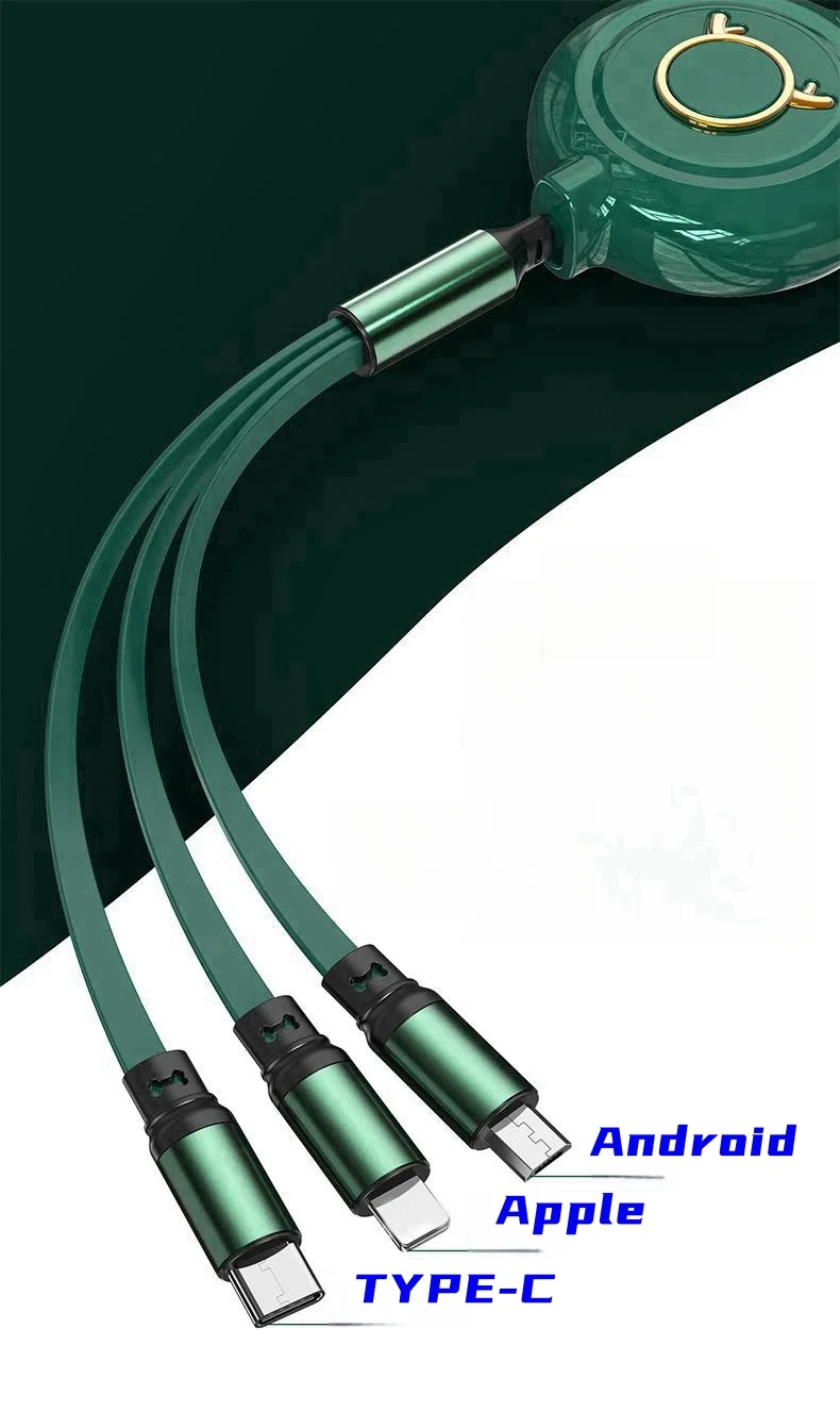 Car logo retractable 1 to 3 mobile phone charging cable