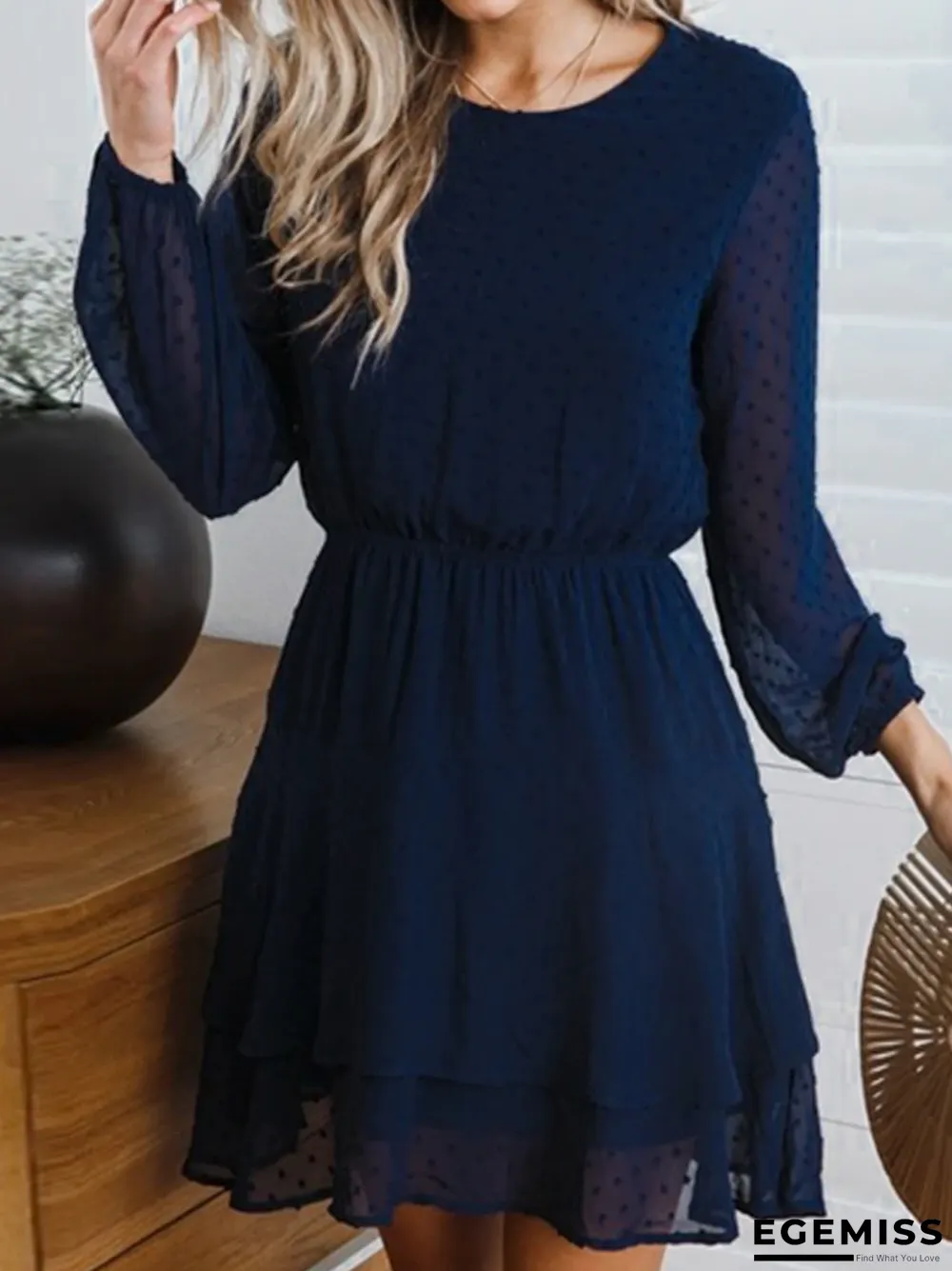 Casual Elegant Long Sleeve Polka Dot Dress | EGEMISS