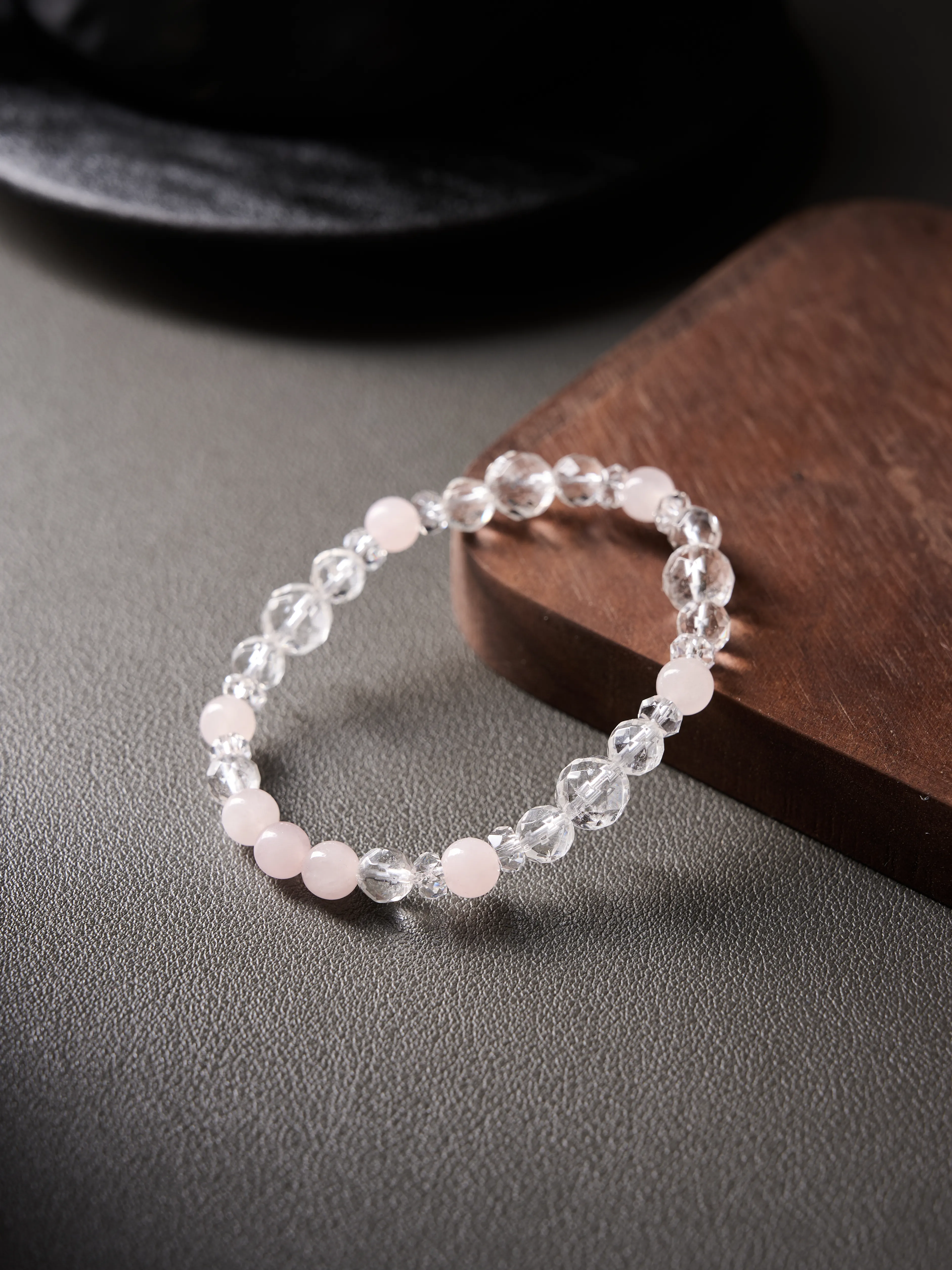 Low side perspective showing translucent clarity and soft pink palette for everyday wear